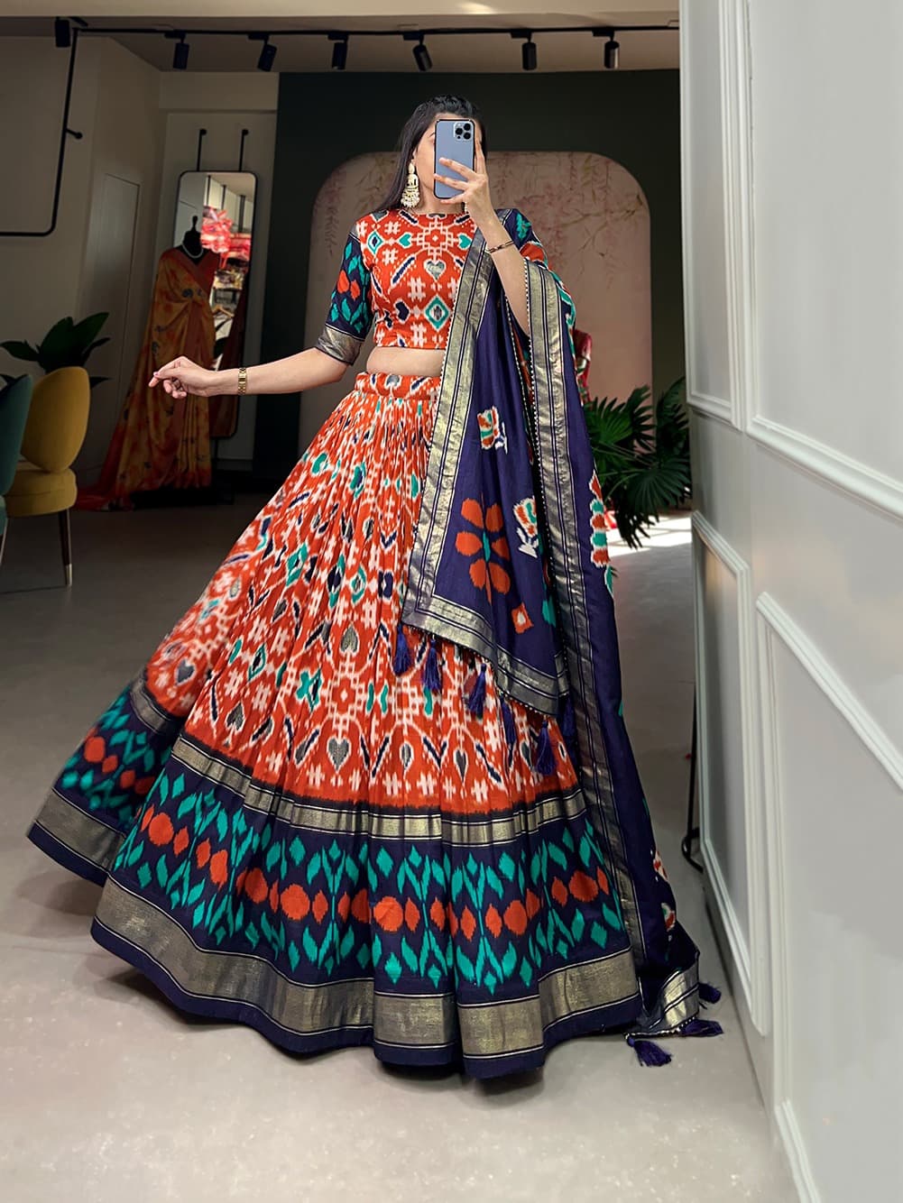 Stunning Printed Silk Lehenga Choli