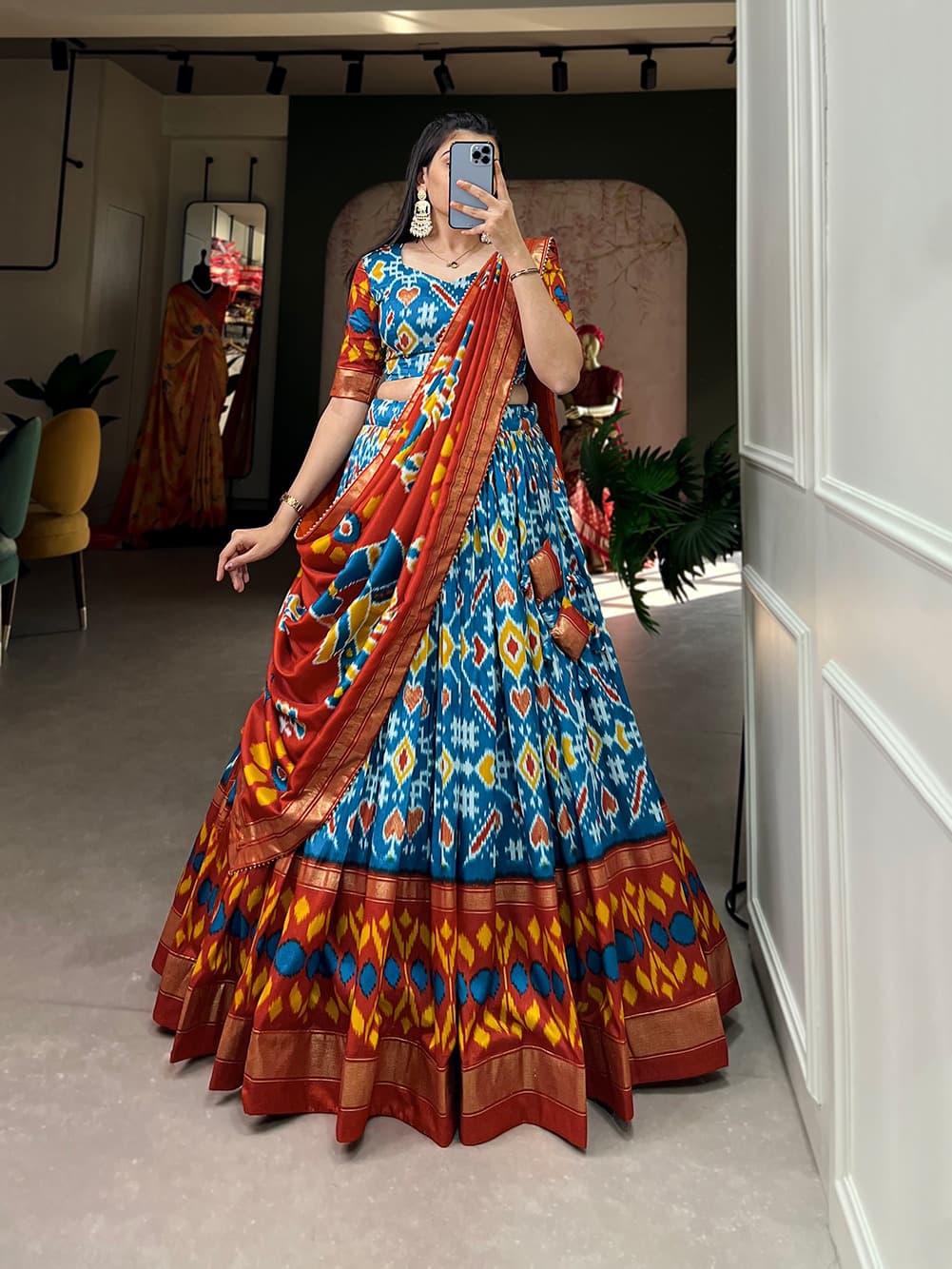 Stunning Printed Silk Lehenga Choli