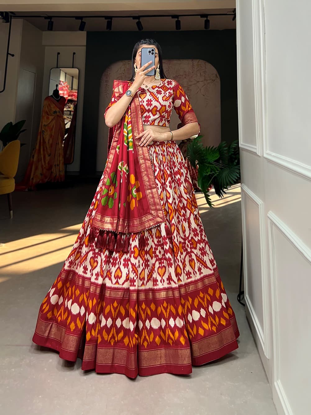 Stunning Printed Silk Lehenga Choli
