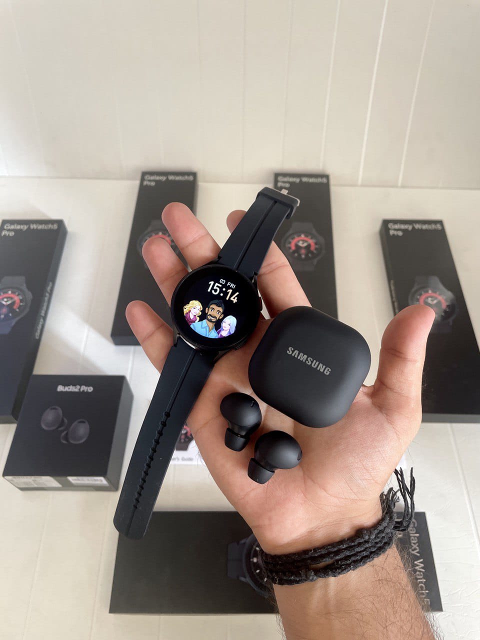Samsung Galxay watch and Airpods