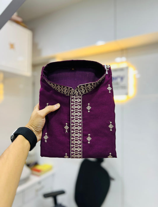 Matka Silk Traditional Kurta with Pajama