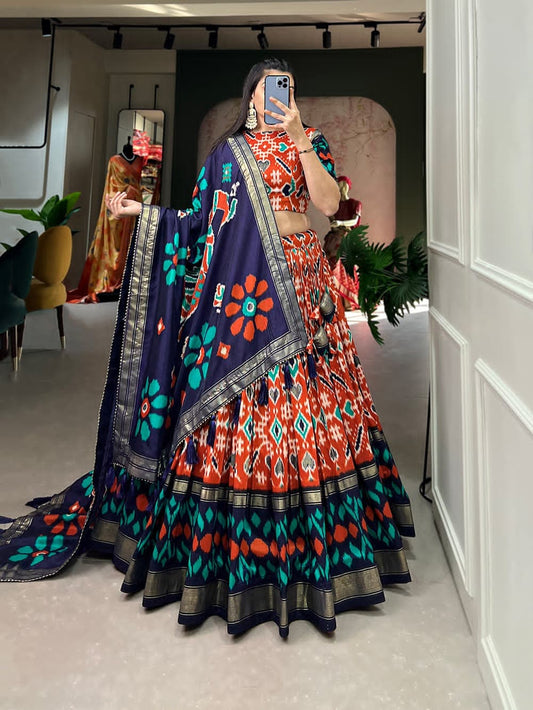Stunning Printed Silk Lehenga Choli